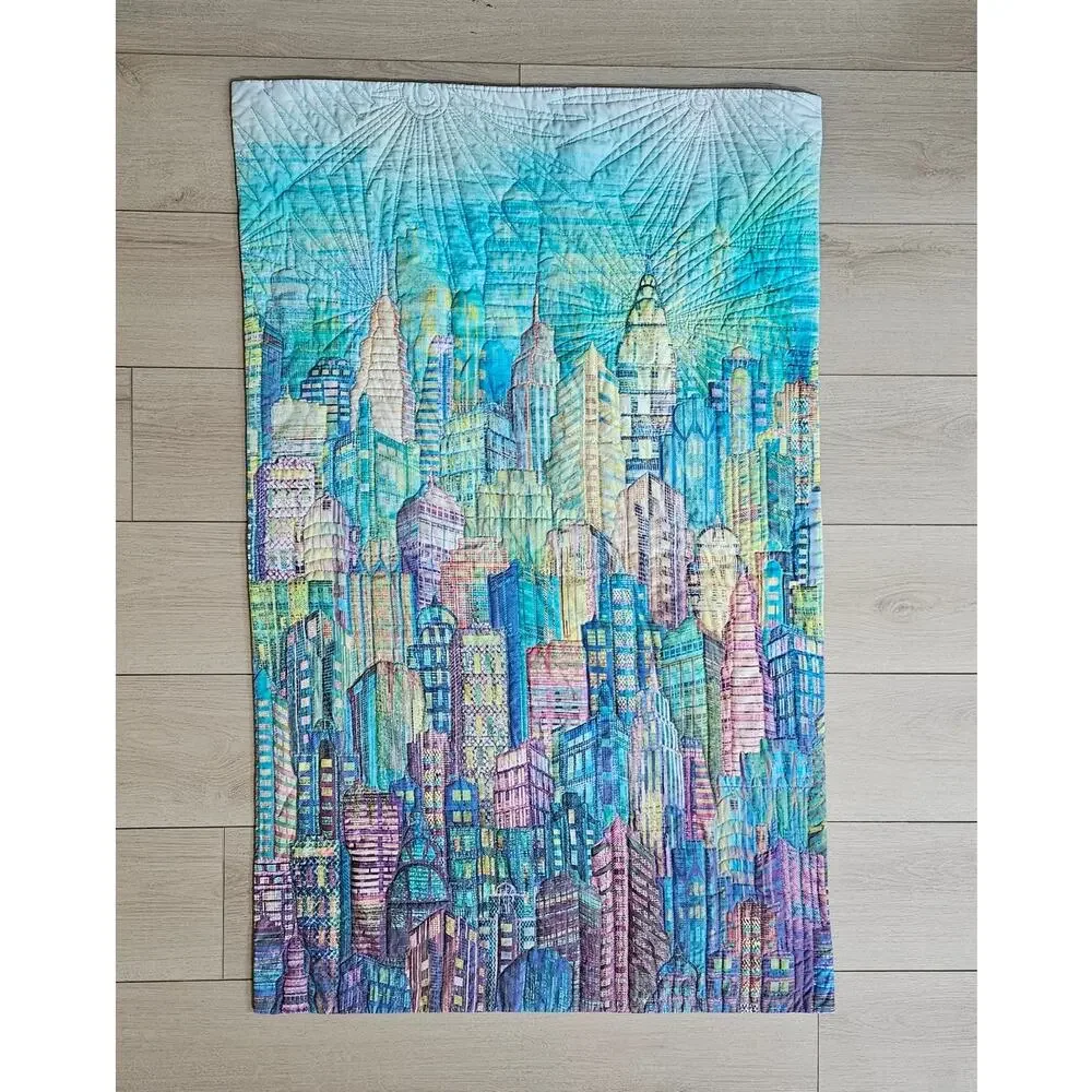 Charisma Horton New York City Art Quilt 2016 Manhattan Skyline Fiber Art 26x42